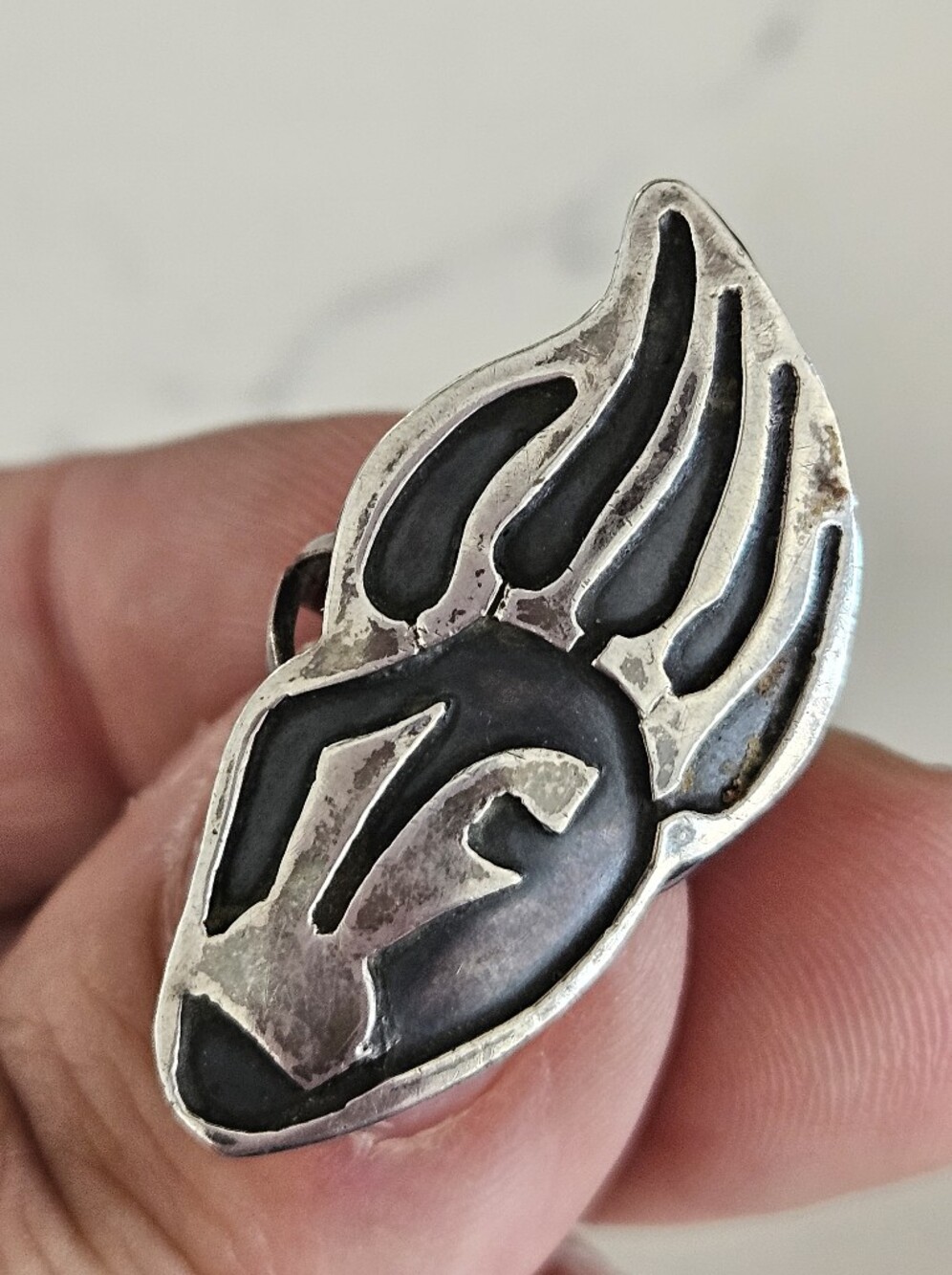 Vintage Native American Hopi Sterling Silver Bear Paw Statement Ring Sz 6.5
